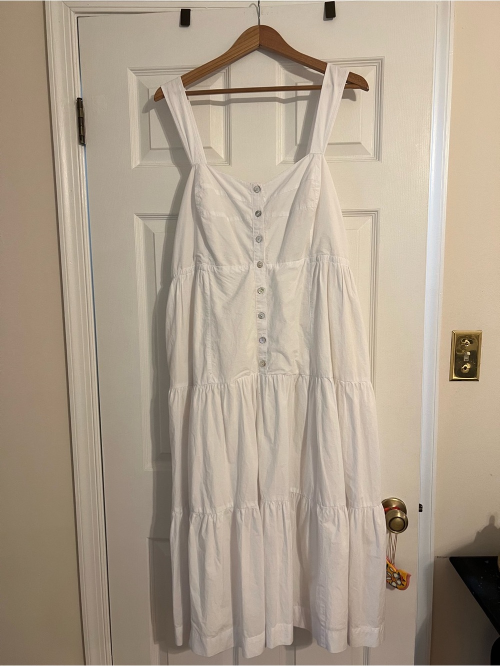 Madewell Classic White Tiered Button-Front Sundress Size 14